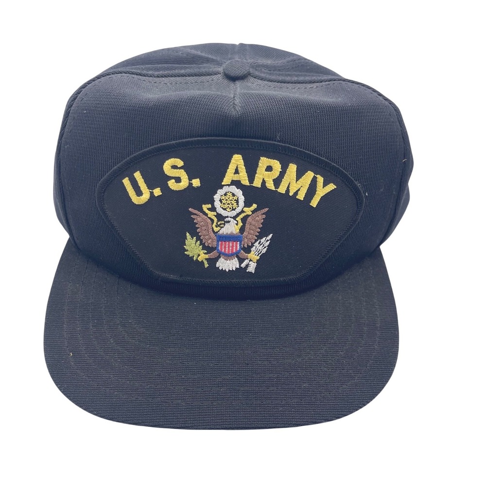 US Army Patch Snapback Hat Black Adjustable Milit… - image 1